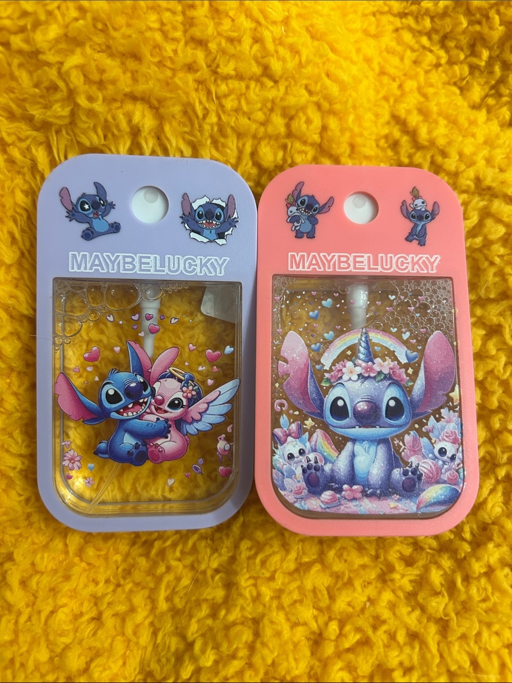 MAYBELUCKY Stitch Glitter Liquid hand sanitizer- Purple & Pink
